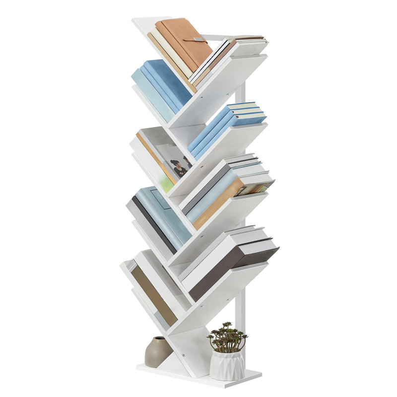 116Cm H x 34Cm W Geometric Bookcase, White
