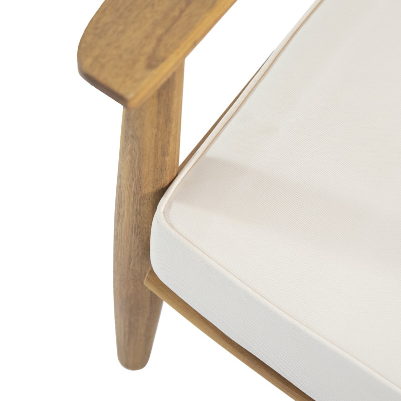 Chaise d'extérieur avec coussins James, Teck, Beige