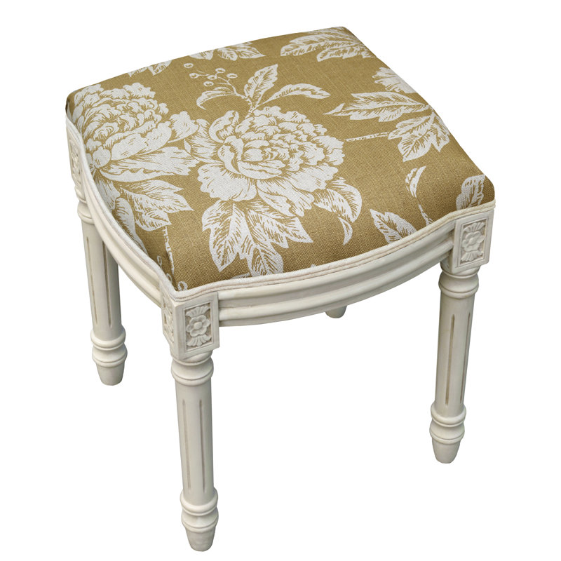 Loretta Solid Wood Accent Stool, Tan