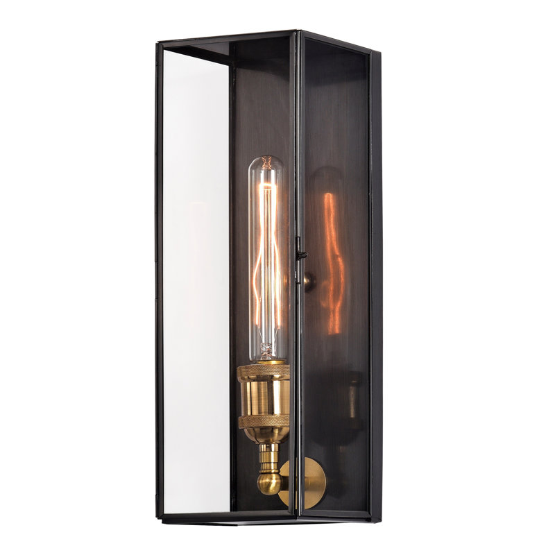 Cline Solid Brass Rust Resistant Dark Bronze Outdoor Wall Light, 14.25" H x 4.75" W x 5" D