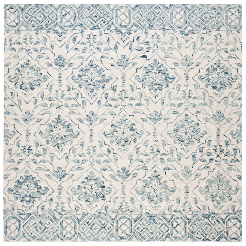 Pimentel Hand Tufted Wool Floral Rug, Square 9'