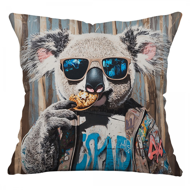 Coussin Cool Koala, coussins en coton animal, Carré 26 po