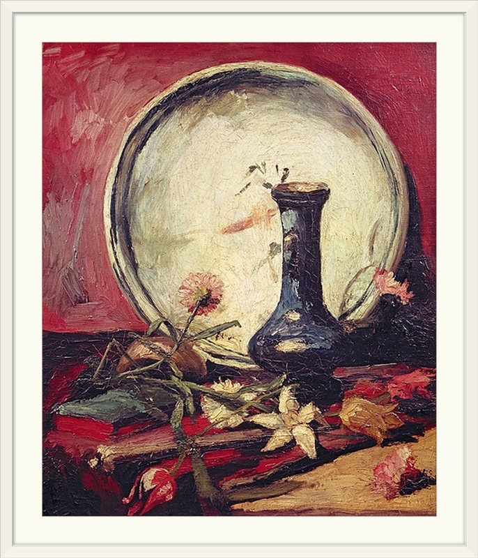 Nature morte avec des fleurs, ca.1886 par Vincent Van Gogh - reproduction, H 32 po x l 27 po x P 1 po, Cadre blanc
