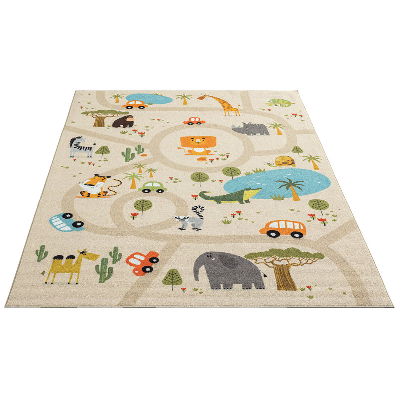 Captain Happy Kids Beige Rug, Rectangle 100 x 200cm