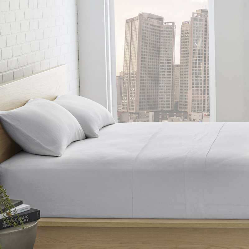 Frazier 100% Linen Machine Woven Sheet Set, Silver Gray, King Sheet Set with 2 Pillowcases