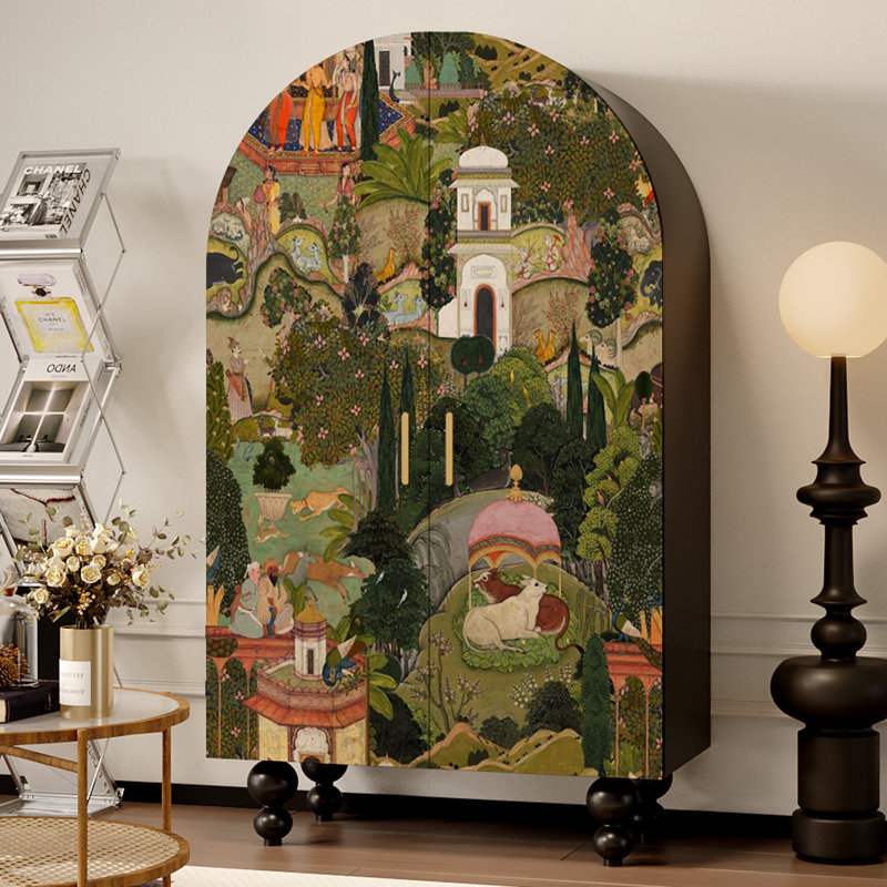 Armoire arquée avec tablettes et tringle à vêtements, Noir, noir, noir, noir