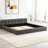 King Size Chenille Upholstered Platform Bed with Checkerboard Headboard-48068465