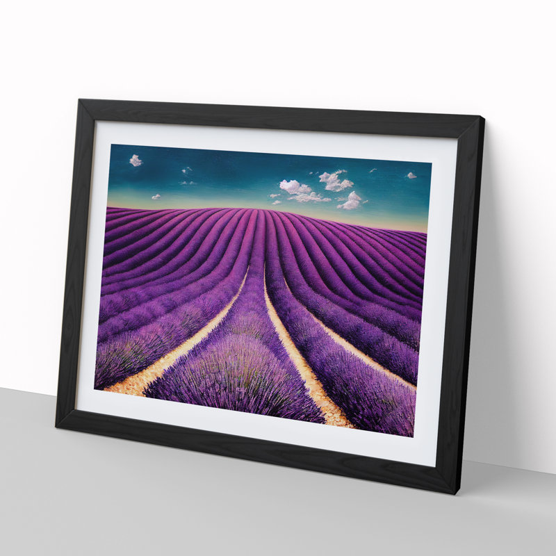 Eccentric Lavender Flower Field - Single Picture Frame Print, Black Frame, 46cm H x 64cm W x 2cm D