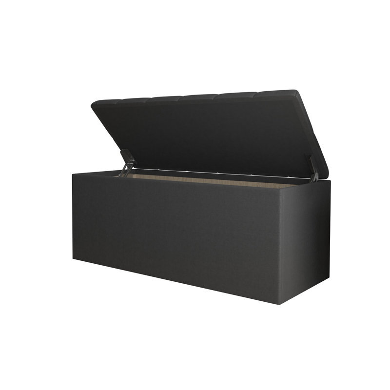 Banc de rangement rembourré Hamman, Noir, H 18,5 po x l 42 po x P 18,5 po