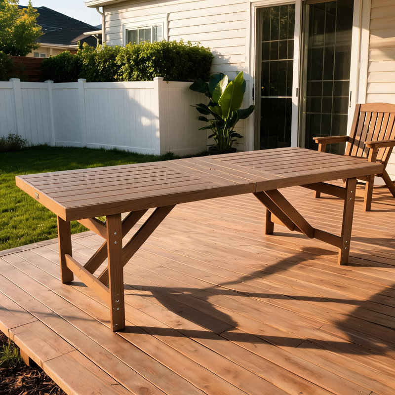 Table de salle à manger d'extérieur l 94,5 po avec trou pour parasol