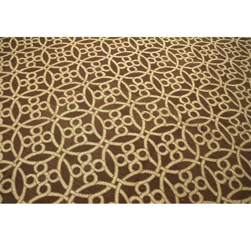 Spectacular Brown-Ivory Color Cross-Circles Pattern Needlepoint Flat Weave Rug