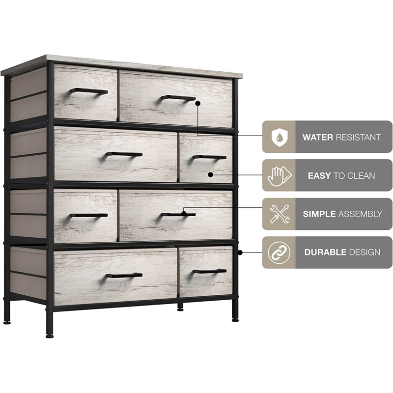 Greige Steel Frame Horizontal Nursery Dresser with Soft Close Drawers