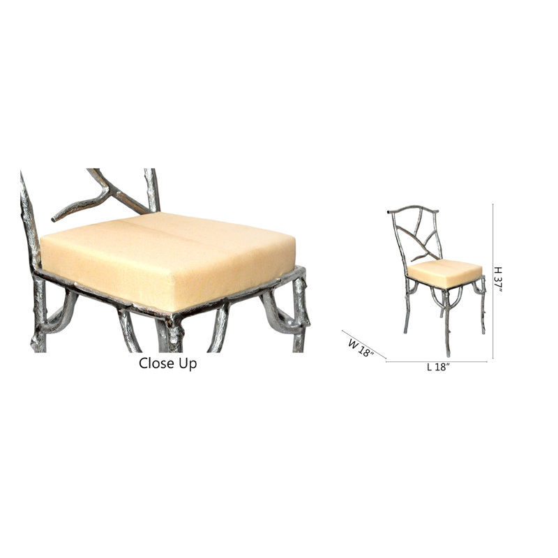 Chaise d'appoint rembourrée en acier inoxydable