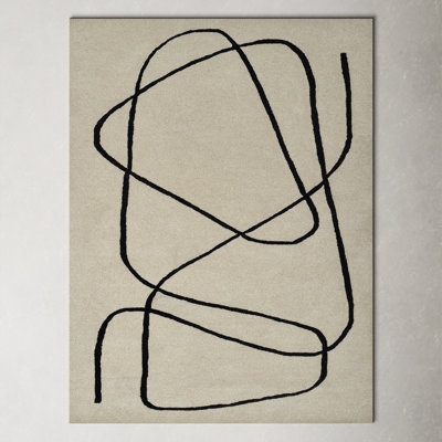 Whistler Geometric Handmade Tufted Wool Ivory/Black Area Rug