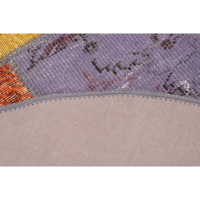 Distressed Modern Patchwork Round Area Rug 5x5