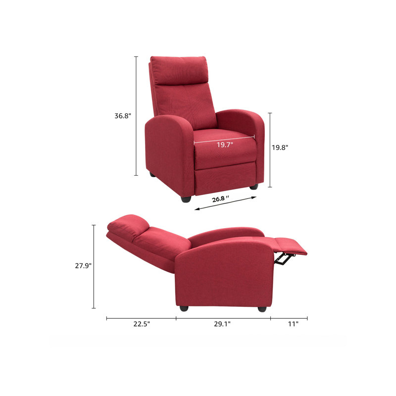Anikha Upholstered Recliner, Red Cotton Blend