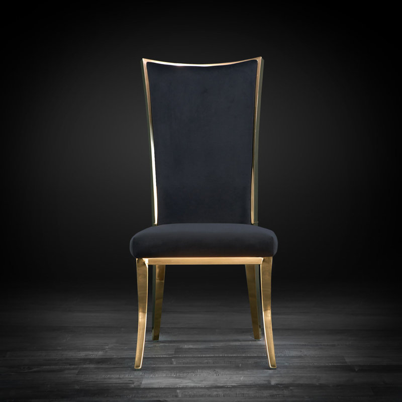 Fauteuil d'appoint en velours, Noir, Or titane