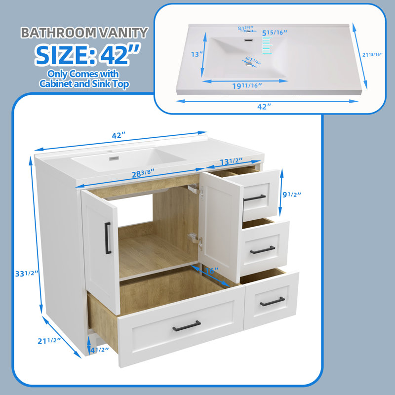 Ensemble de meuble-lavabo autoportant 42 po, Blanc, Noir