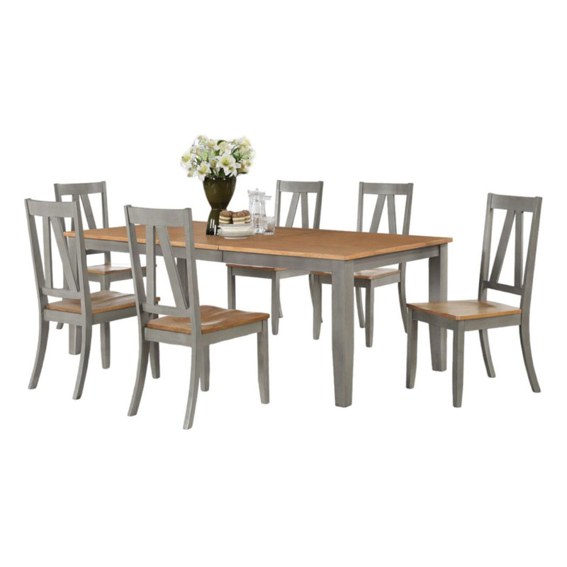 Devaansh Four Leg Dining Set, 7 Pieces: Table, 6 Chairs