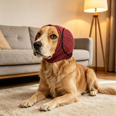 Casque de protection antibruit pour chien, taille M, rouge