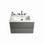 Meuble-lavabo mural gris de 30 po avec lavabo en céramique et trois trous de robinet, grand meuble-lavabo flottant de rangement pour salle de bain moderne, pré-assemblé