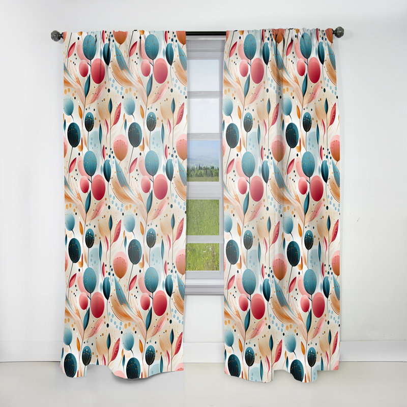 Motif floral de couleur pastel botanique - rideau bohémien - obscurcissement de la pièce en velours - 1 panneau