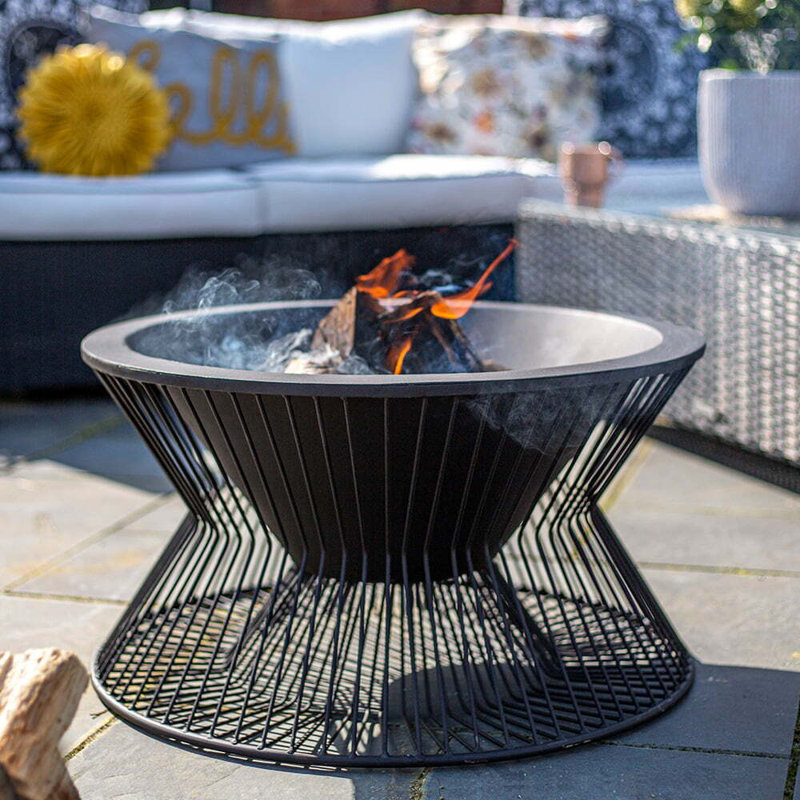  33cm H x 60cm W Steel Wood Burning Outdoor Fire Pit