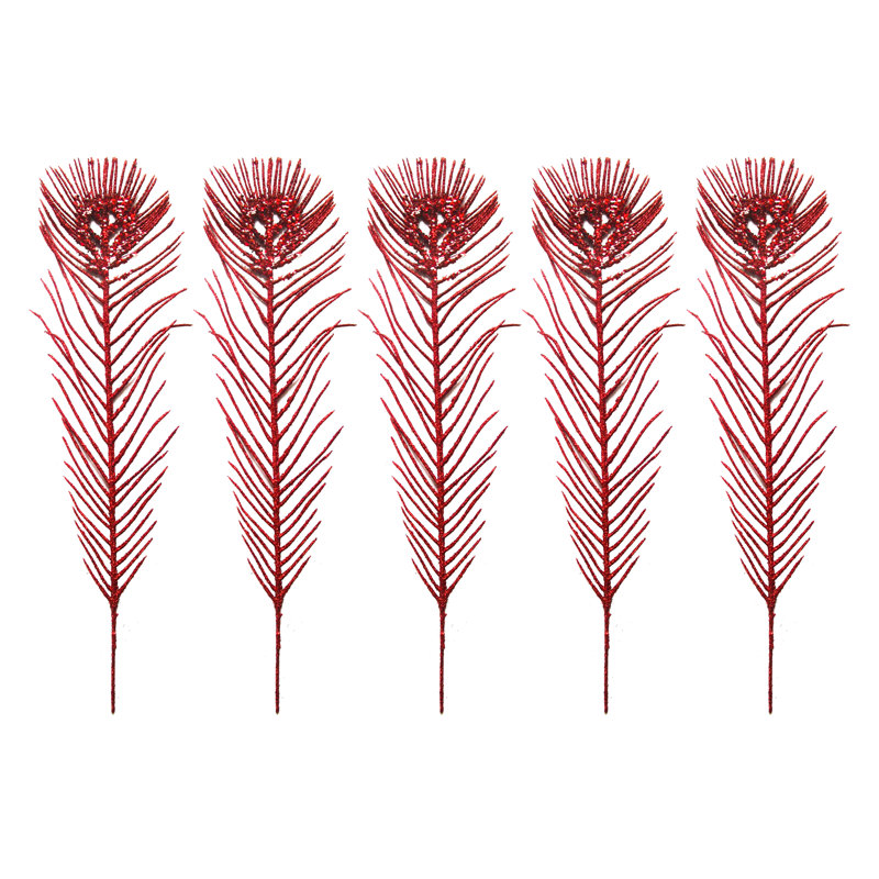 Plume de paon sur tige, Rouge