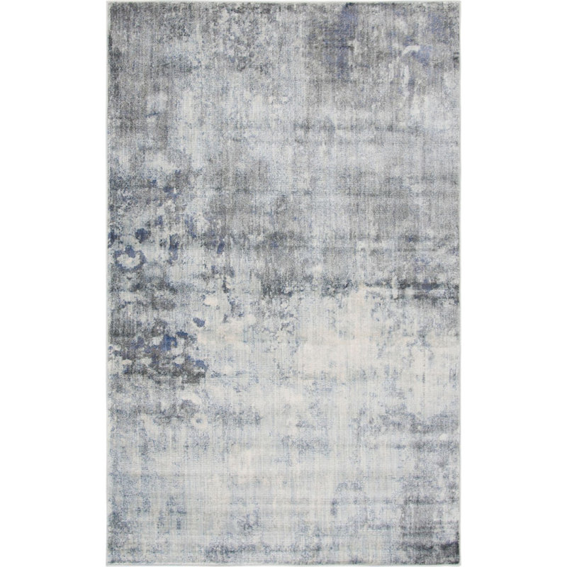 Tapis gris / bleu Frodsham, Rectangle 4 pi 1 po x 6 pi 1 po