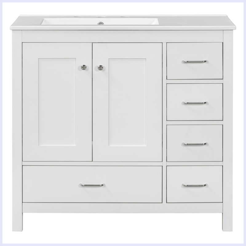 Modern Bathroom Vanity with Ceramic Sink Combo
