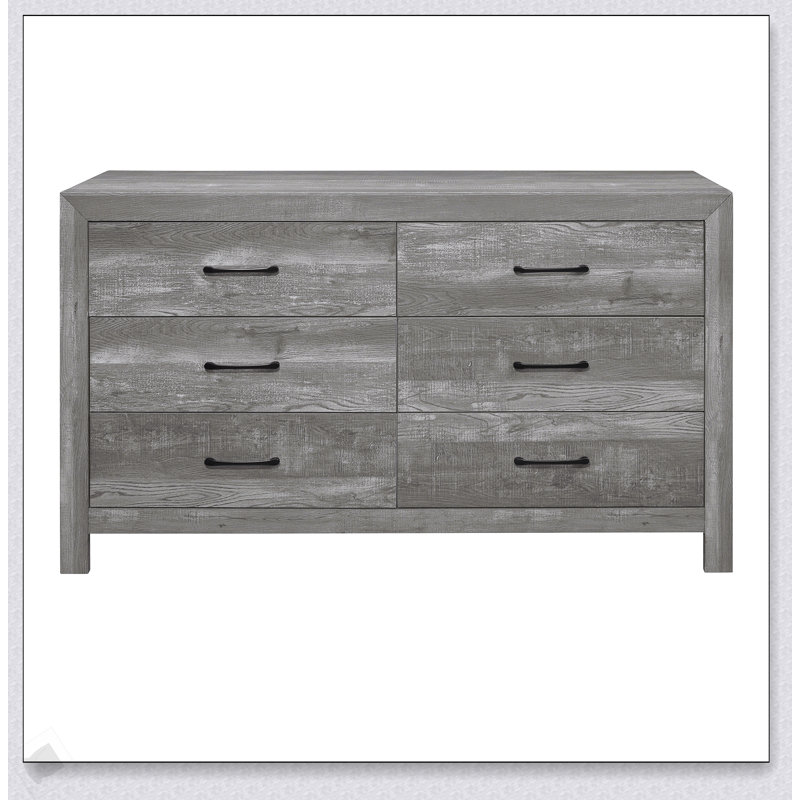 Commode de style rustique moderne à finition grise 1pc avec 6 tiroirs, solution de rangement durable et élégante pour chambre à coucher