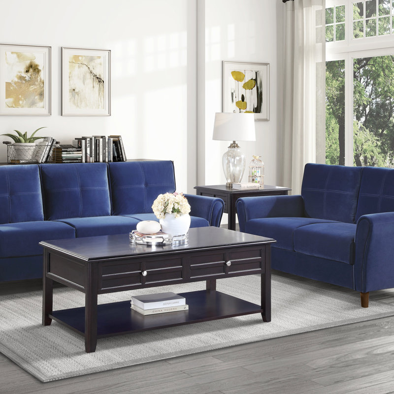 Velours rembourré 1pc Comfort Loveseat, Bleu