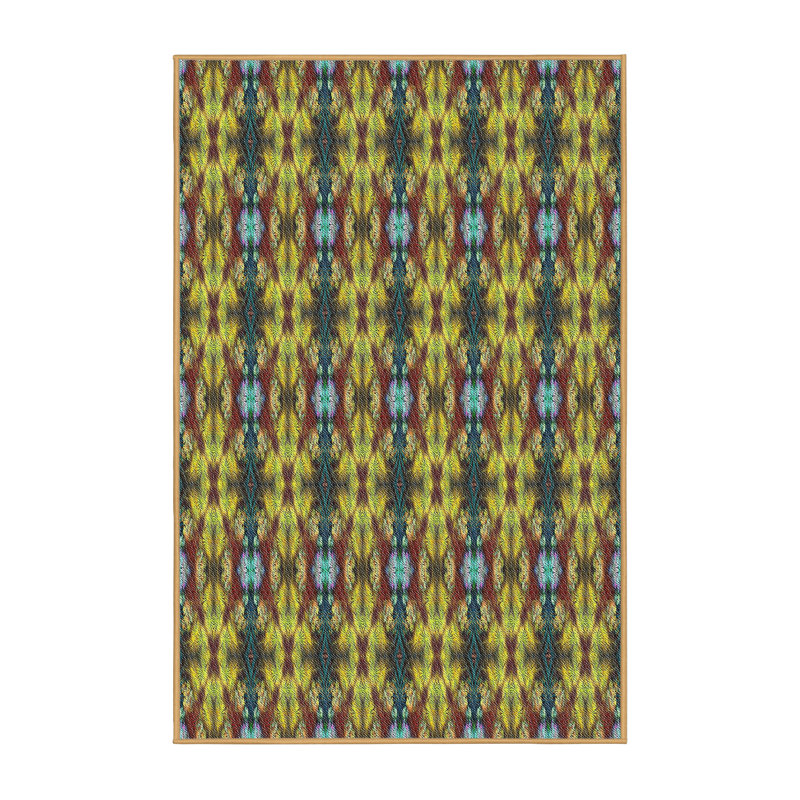 Tapis jaune/bleu/brun tissé à la machine, Rectangle 8 pi x 10 pi