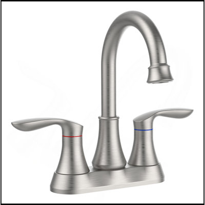 Robinet de salle de bain or brossé avec bonde escamotable et tuyaux d'alimentation Robinet de meuble-lavabo central à 4 poignées et pivotant à arche haute 360 degrés à 2 poignées 4011B-NA