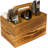 Utensil And Napkin Holder Flatware Caddy With Handle In Rustic Wood For Forks, Spoons And Knives, Silverware Organizer
