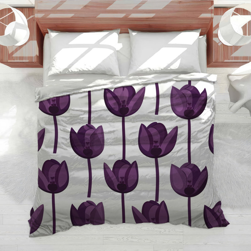 Édredon tulipes à motif floral contemporain, Édredon très grand
