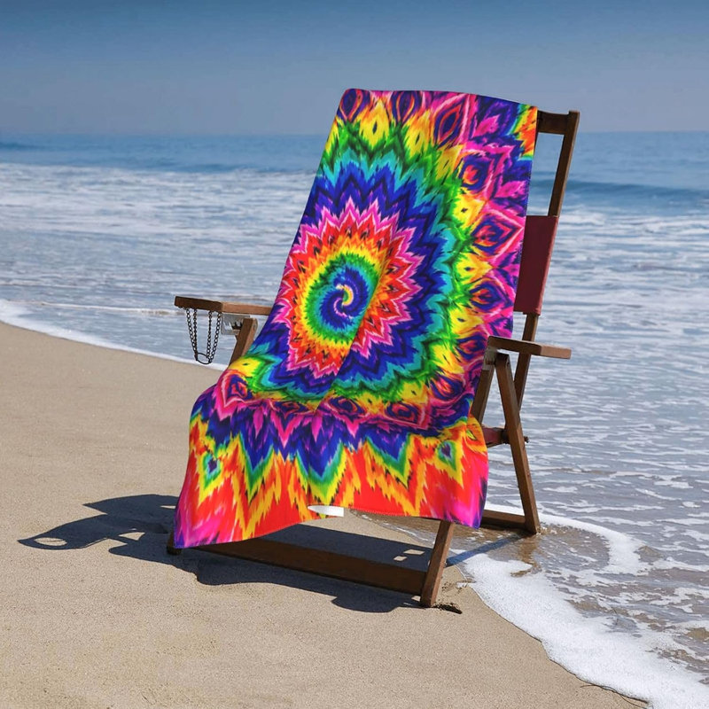 Serviette de plage colorée et colorée en microfibre Mandala
