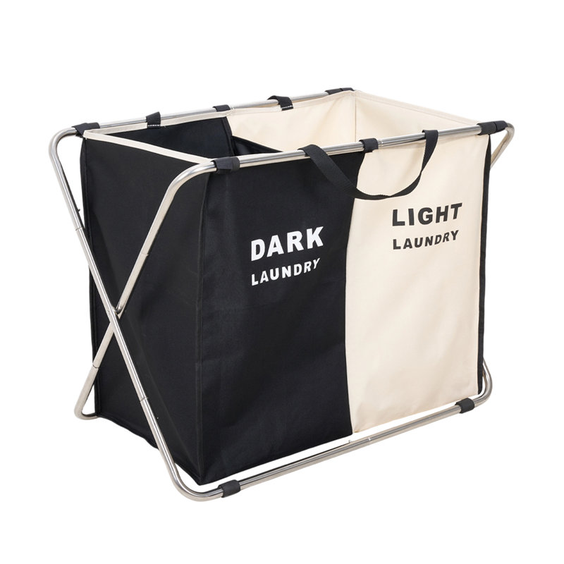 2-Compartment Foldable Laundry Basket