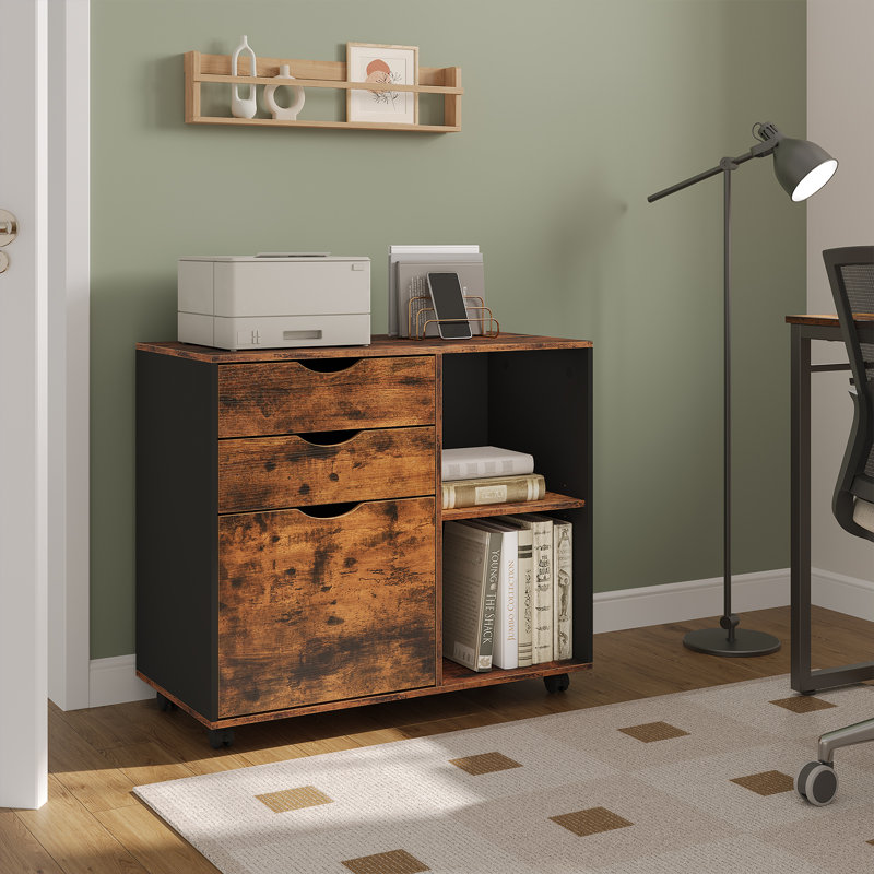3 -Drawer Filing Storage Cabinet, Rustic Brown