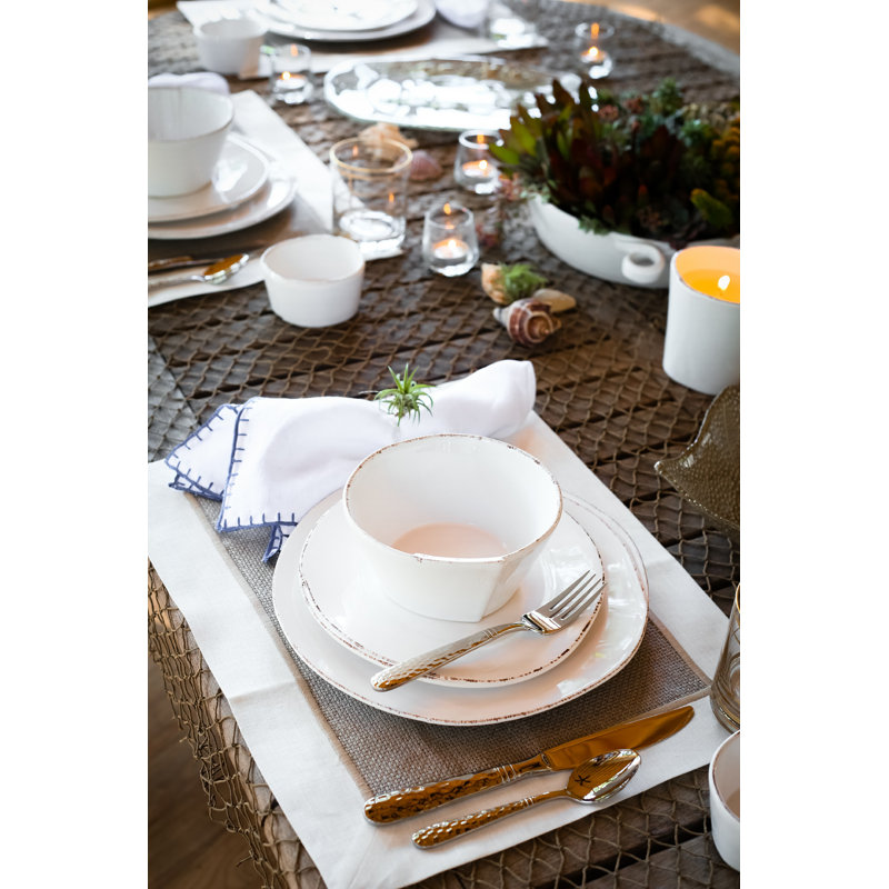 Lastra Handmade Stoneware Appetizer Plate, White
