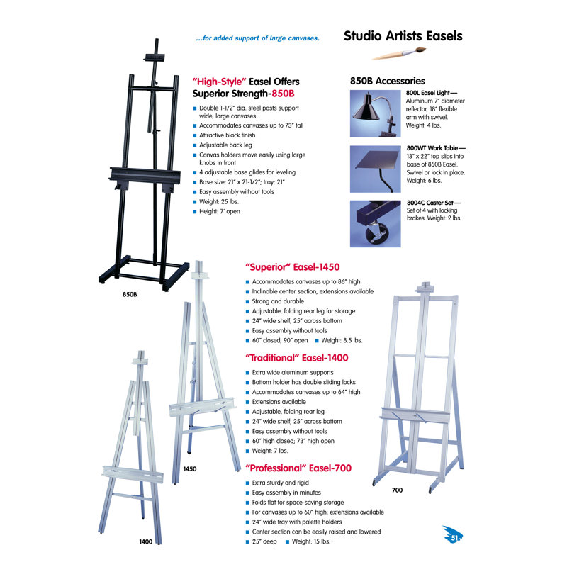 Testrite Folding Adjustable Metal Tripod Easel
