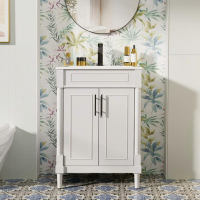 Everarda 24" Freestanding Bathroom Vanity Set with Sink Top, Faucet, Painted Surface