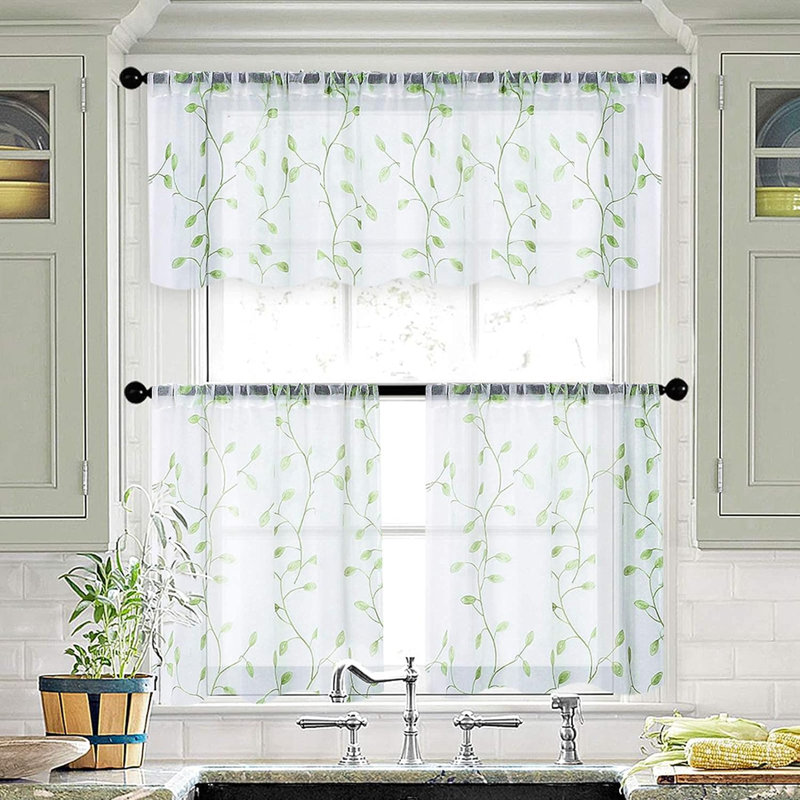 Bohm 54'' W Window Valance, Green Leaves