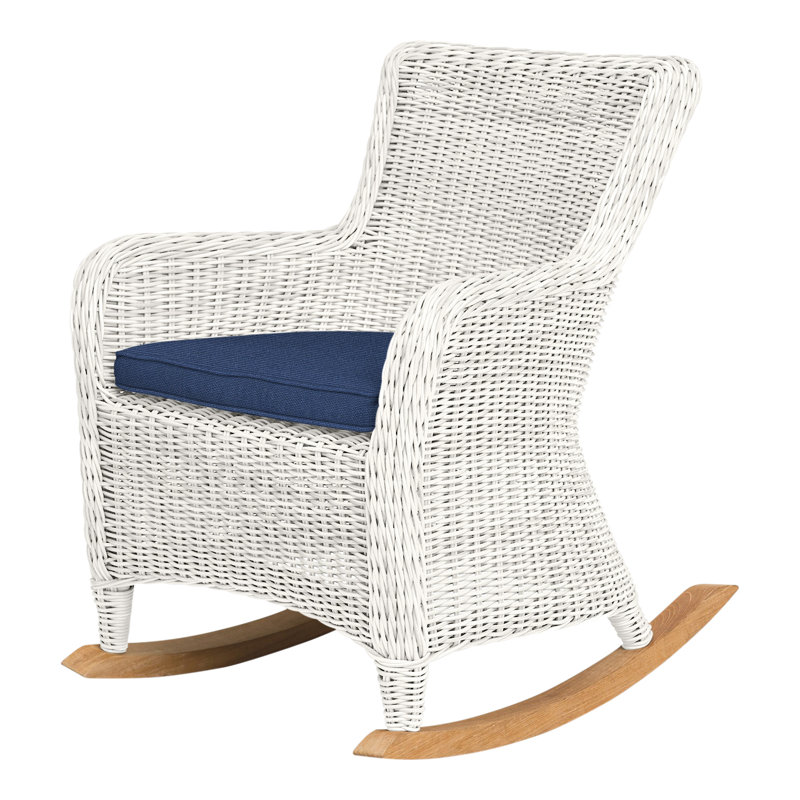 Sag Harbor Rocking Chair with Cushion, Sag Harbor Classic White, Navy Rain