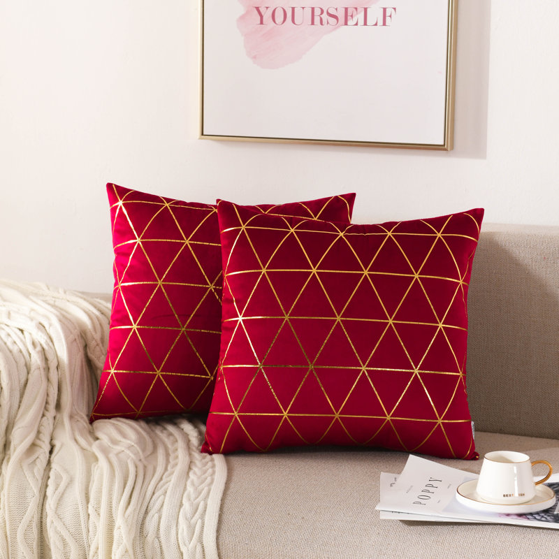 Housse de coussin Bryun, Rouge vin géométrique, 20 po x 20 po