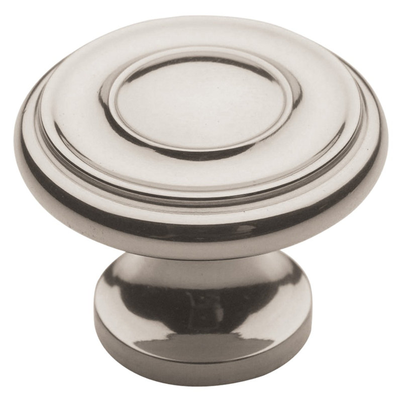 Polished Nickel Round Traditional Cabinet Knob with Mounting Hardware