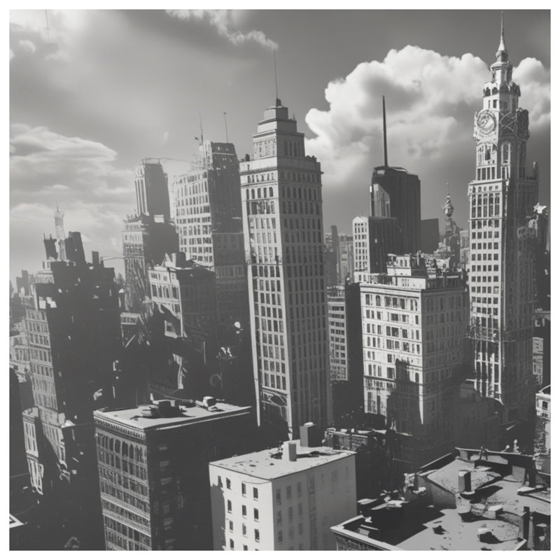 Couvertures noires et blanches Cityscape, 60 po L x 80 po H