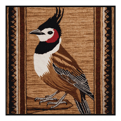 Washable Red whiskered Bulbul Birds Area Rug