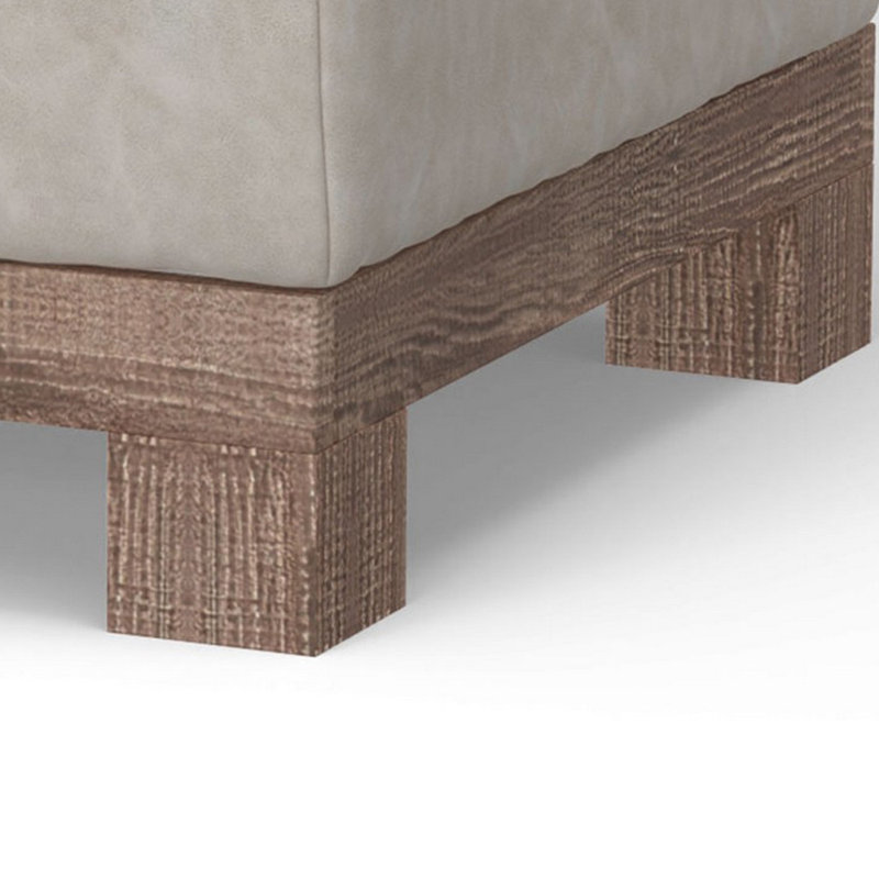 Repose-pieds Sama avec pieds carrés, bois massif carré de 28 pouces, tissu, Blanc