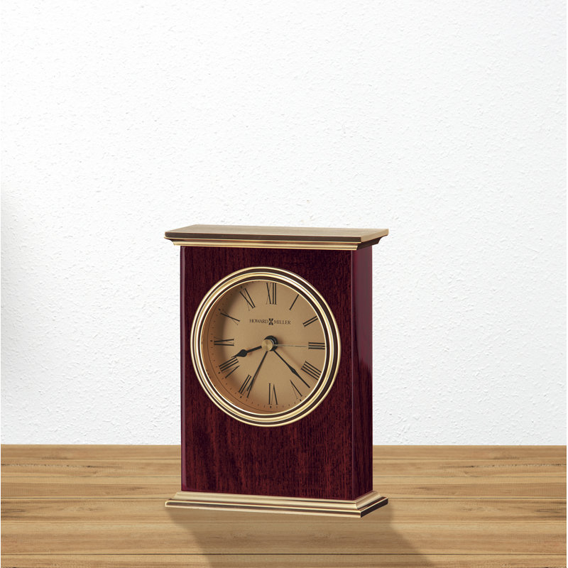 Rosewood and Brass Contemporary Table Clock with Quartz Movement